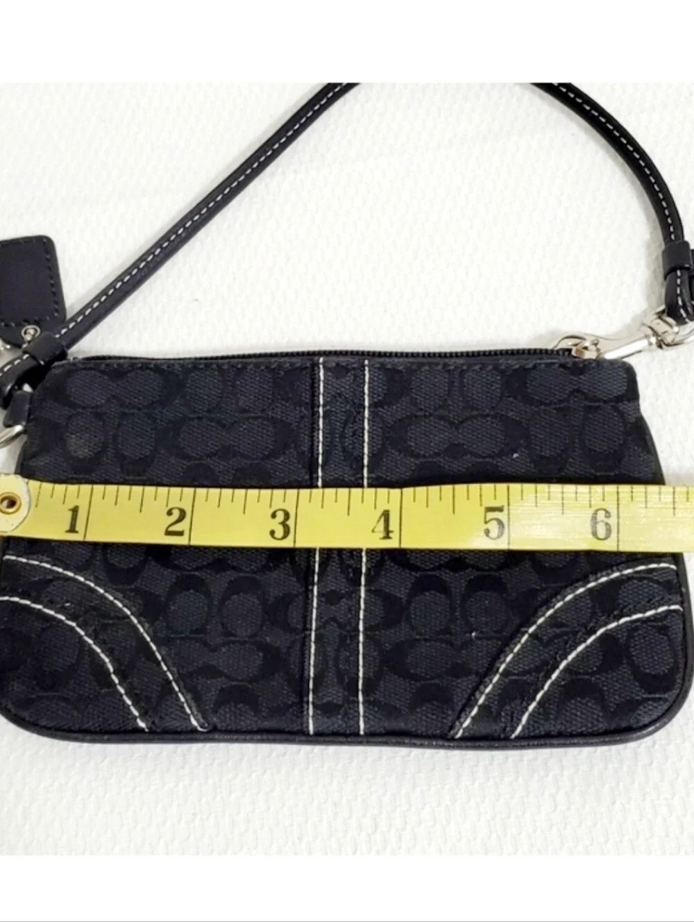 Coach Y2K Black Signature Canvas Wristlet with Silver Hardware And Two Hangtags
